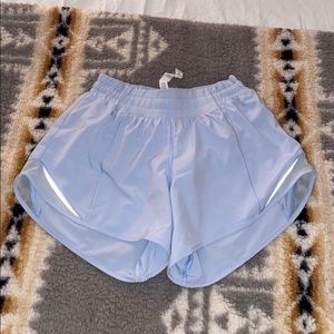 Light blue Lululemon Hotty Hot shorts 4”